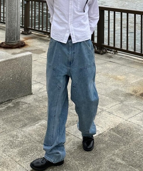 パンツ デニム ジーンズ ルーズ スリムフィット ドレープ SOMEDIFF】クロップドストレッチスキニーデニムパンツ メンズ