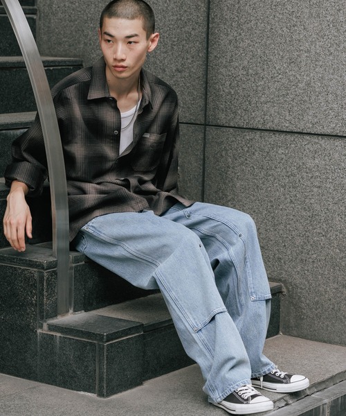 セール】FREE MAX×Hyoma Double Knee Denim Pants / ダブルニーデニム