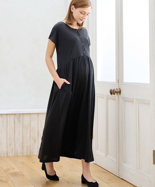 マタニティ セレモニーフレアワンピース ANGELIEBE マタニティワンピース 授乳服 フレア セレモニー