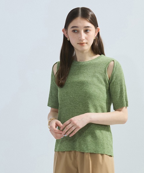 ketty（ケティ）の「カットアウトミックスニット≪手洗い可能≫（ニット/セーター・レディース・グリーン/ブラック/オフホワイト・M）」の10枚目の写真