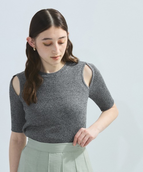 ketty（ケティ）の「カットアウトミックスニット≪手洗い可能≫（ニット/セーター・レディース・グリーン/ブラック/オフホワイト・M）」の16枚目の写真