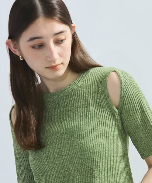 ketty（ケティ）の「カットアウトミックスニット≪手洗い可能≫（ニット/セーター・レディース・グリーン/ブラック/オフホワイト・M）」の13枚目の写真
