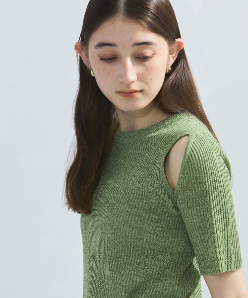 ketty（ケティ）の「カットアウトミックスニット≪手洗い可能≫（ニット/セーター・レディース・グリーン/ブラック/オフホワイト・M）」の20枚目の写真
