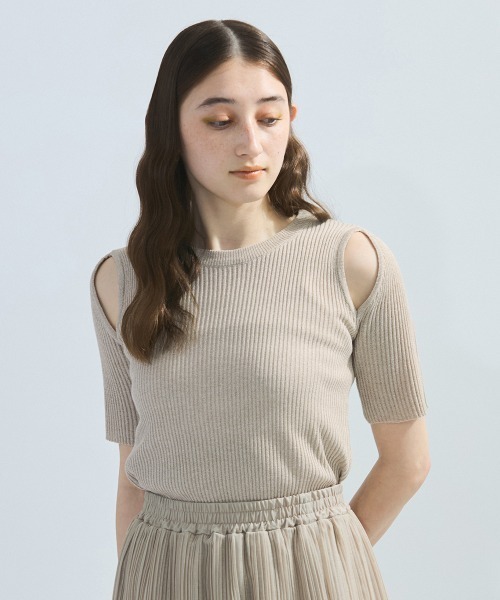 ketty（ケティ）の「カットアウトミックスニット≪手洗い可能≫（ニット/セーター・レディース・グリーン/ブラック/オフホワイト・M）」の8枚目の写真