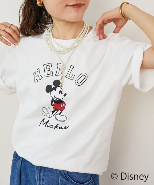 le.coeur blanc(ルクールブラン)の「【Disney】Hello/プリントTシャツ(Tシャツ/カットソー・レディース・ベージュ/チャコールグレー/オフホワイト・38)」の3枚目の写真