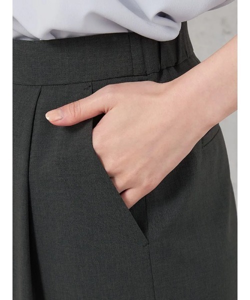 HARUYAMA(ハルヤマ)の「【ウォッシャブル】ワイドパンツ リネンライクストレッチ UVカット SOFFICE(スラックス・レディース・チャコールグレー/ブラウン・7号/9号/11号/13号/15号)」の6枚目の写真