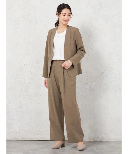 HARUYAMA(ハルヤマ)の「【ウォッシャブル】ワイドパンツ リネンライクストレッチ UVカット SOFFICE(スラックス・レディース・チャコールグレー/ブラウン・7号/9号/11号/13号/15号)」の11枚目の写真