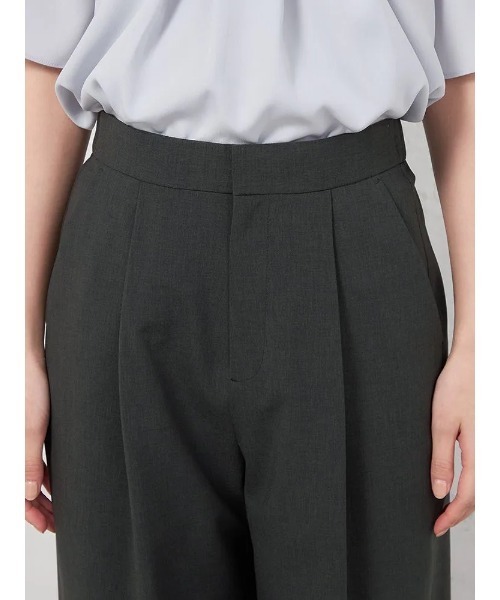HARUYAMA(ハルヤマ)の「【ウォッシャブル】ワイドパンツ リネンライクストレッチ UVカット SOFFICE(スラックス・レディース・チャコールグレー/ブラウン・7号/9号/11号/13号/15号)」の5枚目の写真
