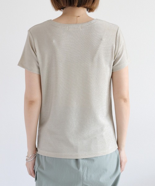cepo（セポ）の「ラメ半袖Tee インナーカットソー（Tシャツ/カットソー・レディース・ベージュ/グレー/ブラック・M）」の4枚目の写真