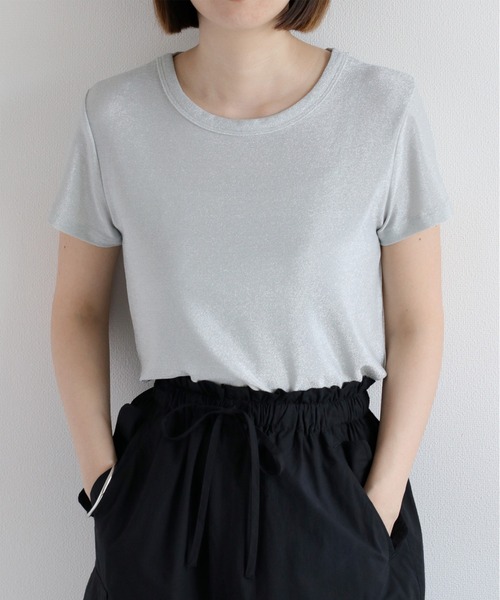 cepo（セポ）の「ラメ半袖Tee インナーカットソー（Tシャツ/カットソー・レディース・ベージュ/グレー/ブラック・M）」の20枚目の写真