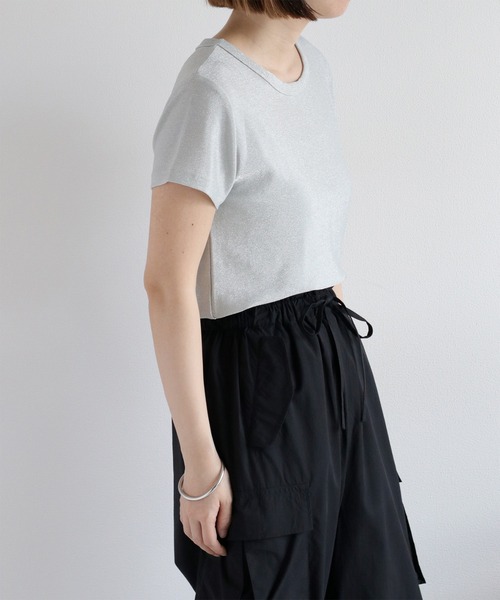 cepo（セポ）の「ラメ半袖Tee インナーカットソー（Tシャツ/カットソー・レディース・ベージュ/グレー/ブラック・M）」の22枚目の写真