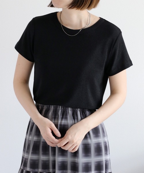 cepo（セポ）の「ラメ半袖Tee インナーカットソー（Tシャツ/カットソー・レディース・ベージュ/グレー/ブラック・M）」の9枚目の写真