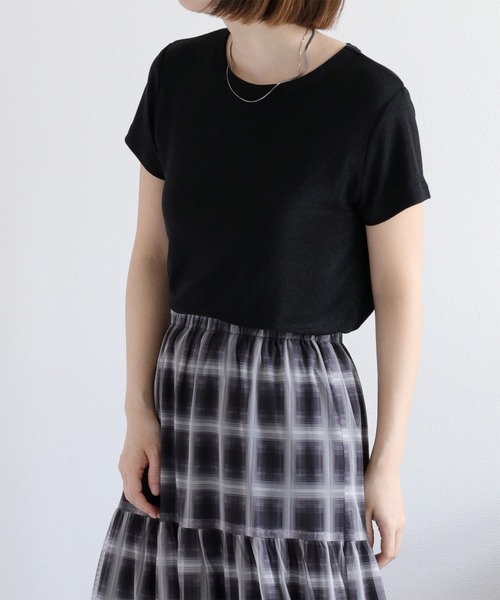 cepo（セポ）の「ラメ半袖Tee インナーカットソー（Tシャツ/カットソー・レディース・ベージュ/グレー/ブラック・M）」の10枚目の写真
