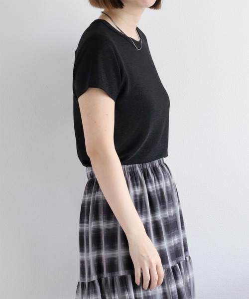cepo（セポ）の「ラメ半袖Tee インナーカットソー（Tシャツ/カットソー・レディース・ベージュ/グレー/ブラック・M）」の13枚目の写真
