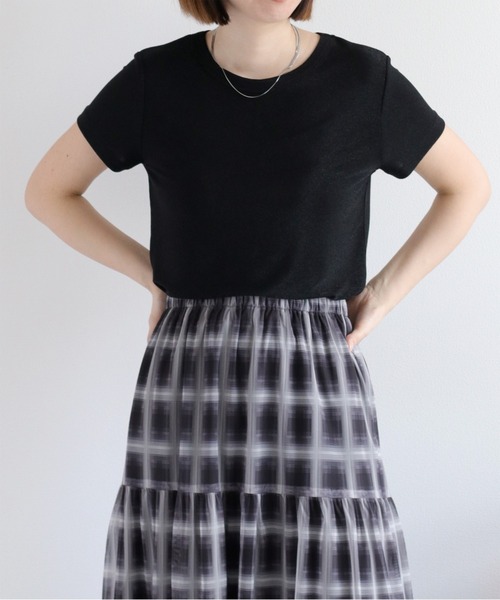 cepo（セポ）の「ラメ半袖Tee インナーカットソー（Tシャツ/カットソー・レディース・ベージュ/グレー/ブラック・M）」の14枚目の写真