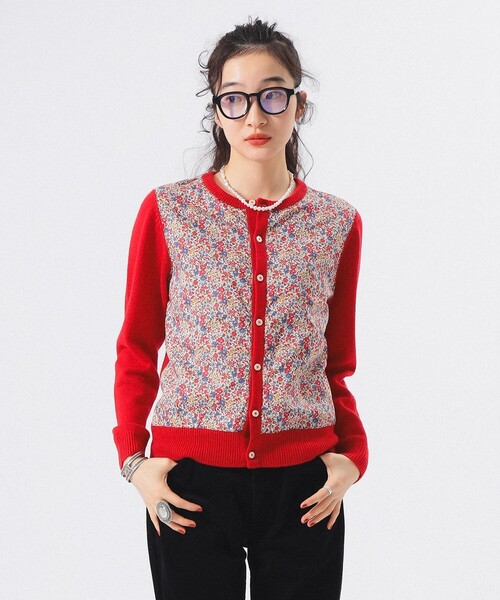 BEAMS BOY（ビームスボーイ）の「【2/5再値下げ】リバティ パッチ カーディガン（カーディガン/ボレロ・レディース・グレー/ブラック/レッド・1/2）」の3枚目の写真