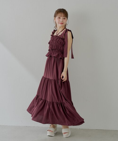 Chico アシメリボン配色ロングOP ワンピース Chico（チコ）の「アシメリボン配色ロングOP（ワンピース）」 - WEAR