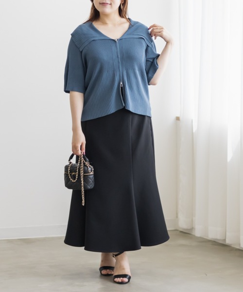 CLETTE(クレット)の「ダブルジップリブニット(ニット/セーター・レディース・ブルー/チャコールグレー/ブラック・LL/3L/4L)」の14枚目の写真