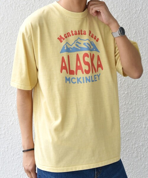 SCREEN STARS（スクリーンスターズ）の「SCREEN STARS: ガーメントダイ フェード カラー レトロ グラフィック Tシャツ◇（Tシャツ/カットソー・メンズ・グリーン/ピンク/イエロー/ブルー/ベージュ・MEDIUM/LARGE/X-LARGE）」の4枚目の写真