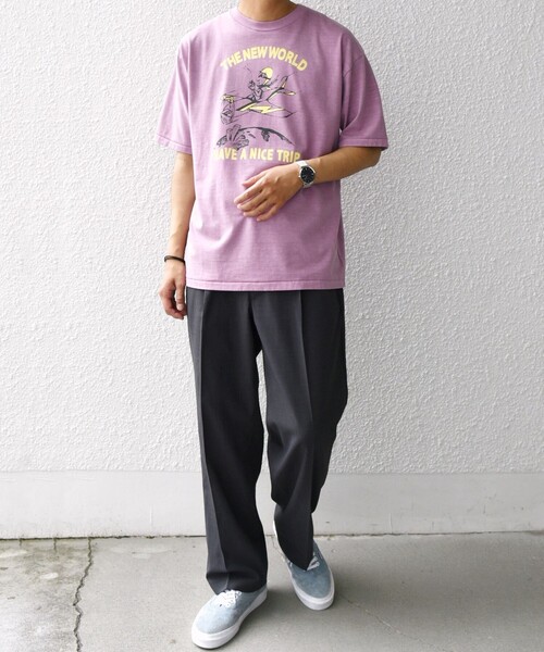 SCREEN STARS（スクリーンスターズ）の「SCREEN STARS: ガーメントダイ フェード カラー レトロ グラフィック Tシャツ◇（Tシャツ/カットソー・メンズ・グリーン/ピンク/イエロー/ブルー/ベージュ・MEDIUM/LARGE/X-LARGE）」の6枚目の写真