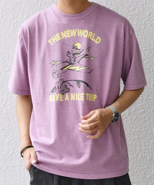 SCREEN STARS（スクリーンスターズ）の「SCREEN STARS: ガーメントダイ フェード カラー レトロ グラフィック Tシャツ◇（Tシャツ/カットソー・メンズ・グリーン/ピンク/イエロー/ブルー/ベージュ・MEDIUM/LARGE/X-LARGE）」の8枚目の写真