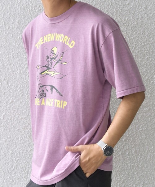 SCREEN STARS（スクリーンスターズ）の「SCREEN STARS: ガーメントダイ フェード カラー レトロ グラフィック Tシャツ◇（Tシャツ/カットソー・メンズ・グリーン/ピンク/イエロー/ブルー/ベージュ・MEDIUM/LARGE/X-LARGE）」の9枚目の写真