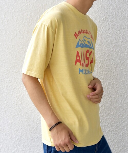 SCREEN STARS（スクリーンスターズ）の「SCREEN STARS: ガーメントダイ フェード カラー レトロ グラフィック Tシャツ◇（Tシャツ/カットソー・メンズ・グリーン/ピンク/イエロー/ブルー/ベージュ・MEDIUM/LARGE/X-LARGE）」の15枚目の写真