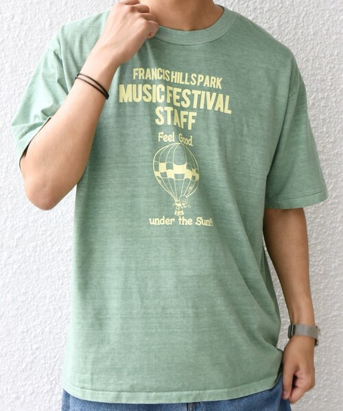 SCREEN STARS（スクリーンスターズ）の「SCREEN STARS: ガーメントダイ フェード カラー レトロ グラフィック Tシャツ◇（Tシャツ/カットソー・メンズ・グリーン/ピンク/イエロー/ブルー/ベージュ・MEDIUM/LARGE/X-LARGE）」の16枚目の写真