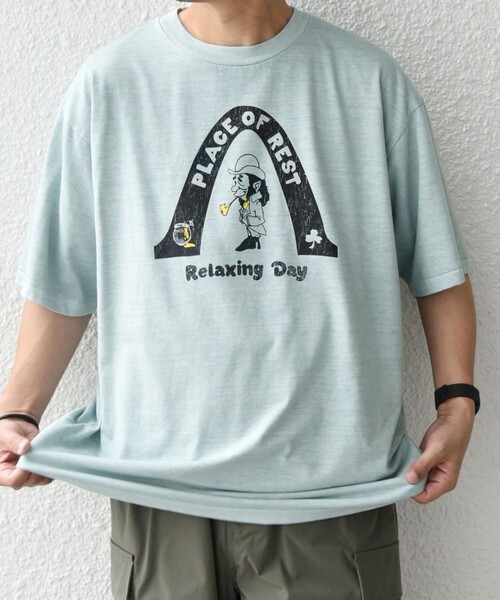 SCREEN STARS（スクリーンスターズ）の「SCREEN STARS: ガーメントダイ フェード カラー レトロ グラフィック Tシャツ◇（Tシャツ/カットソー・メンズ・グリーン/ピンク/イエロー/ブルー/ベージュ・MEDIUM/LARGE/X-LARGE）」の21枚目の写真