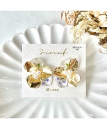 【S.coeuf】【S.coeuf】金属アレルギー対応ピアス　本物のお花とメタルフラワー　by2025(MA)