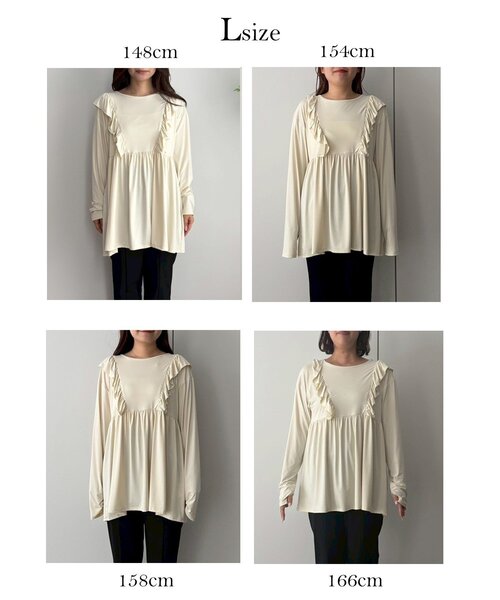 prose verse（プロズヴェール）の「【UVカット】サムホール付きフリルペプラムラッシュガード（ラッシュガード・レディース・ブラック/アイボリー・LARGE/MEDIUM）」の4枚目の写真