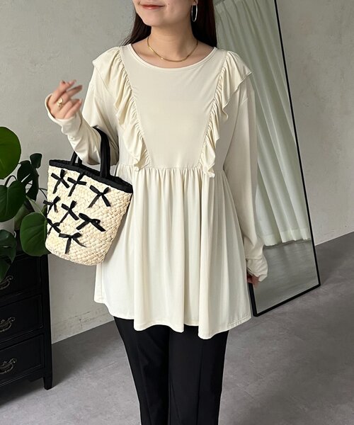 prose verse（プロズヴェール）の「【UVカット】サムホール付きフリルペプラムラッシュガード（ラッシュガード・レディース・ブラック/アイボリー・LARGE/MEDIUM）」の13枚目の写真