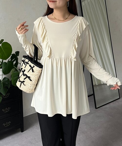 prose verse（プロズヴェール）の「【UVカット】サムホール付きフリルペプラムラッシュガード（ラッシュガード・レディース・ブラック/アイボリー・LARGE/MEDIUM）」の14枚目の写真