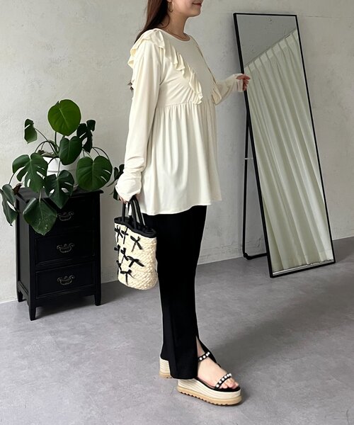 prose verse（プロズヴェール）の「【UVカット】サムホール付きフリルペプラムラッシュガード（ラッシュガード・レディース・ブラック/アイボリー・LARGE/MEDIUM）」の22枚目の写真