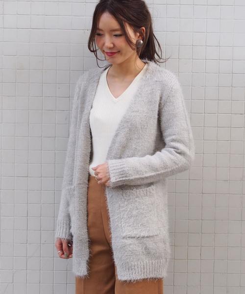 Another Edition(アナザーエディション)の「フェザー2ポケットカーディガン/AEBC フェザー 2POC CGN(カーディガン/ボレロ・レディース・ライトグレー/ダークグレー・フリー)」の1枚目の写真