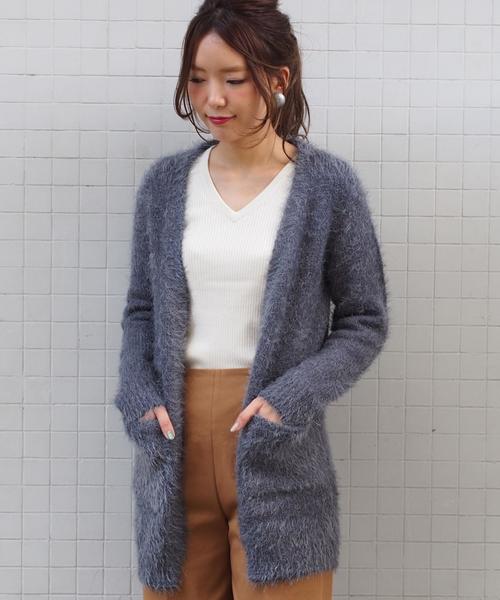 Another Edition(アナザーエディション)の「フェザー2ポケットカーディガン/AEBC フェザー 2POC CGN(カーディガン/ボレロ・レディース・ライトグレー/ダークグレー・フリー)」の2枚目の写真