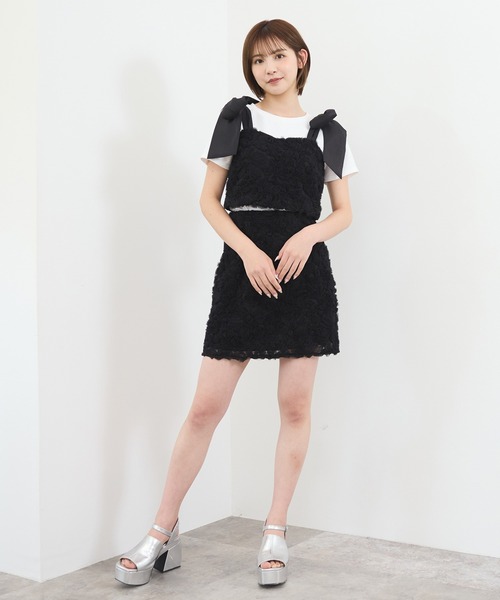 REDYAZEL(レディアゼル)の「【セットアップ可能】3Dフラワーレースショルダーリボンビスチェ(キャミソール・レディース・ブラック/ブルー/キナリ・FREE)」の16枚目の写真