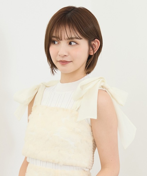 REDYAZEL(レディアゼル)の「【セットアップ可能】3Dフラワーレースショルダーリボンビスチェ(キャミソール・レディース・ブラック/ブルー/キナリ・FREE)」の7枚目の写真