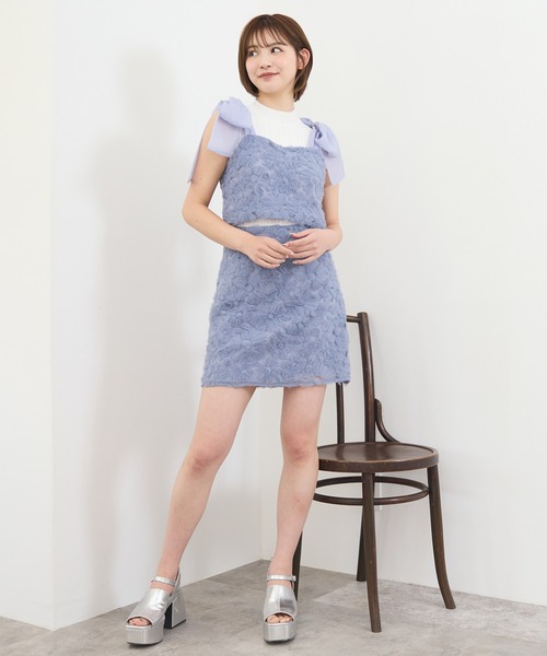 REDYAZEL(レディアゼル)の「【セットアップ可能】3Dフラワーレースショルダーリボンビスチェ(キャミソール・レディース・ブラック/ブルー/キナリ・FREE)」の10枚目の写真