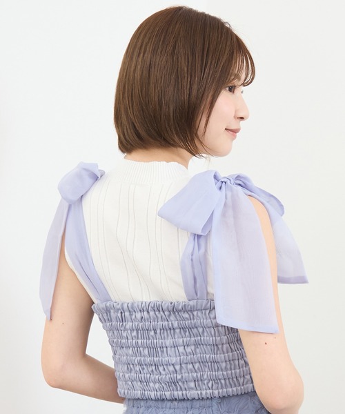 REDYAZEL(レディアゼル)の「【セットアップ可能】3Dフラワーレースショルダーリボンビスチェ(キャミソール・レディース・ブラック/ブルー/キナリ・FREE)」の13枚目の写真