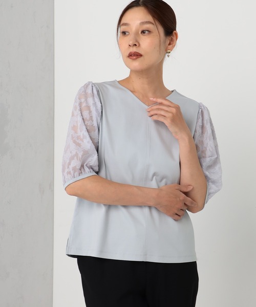 GALLORIA(ギャローリア)の「【キレメクシリーズ】接触冷感 綿100% 袖オパールプルオーバー(Tシャツ/カットソー・レディース・ブラック/ライトグレー/ホワイト・S/M/L/LL)」の3枚目の写真