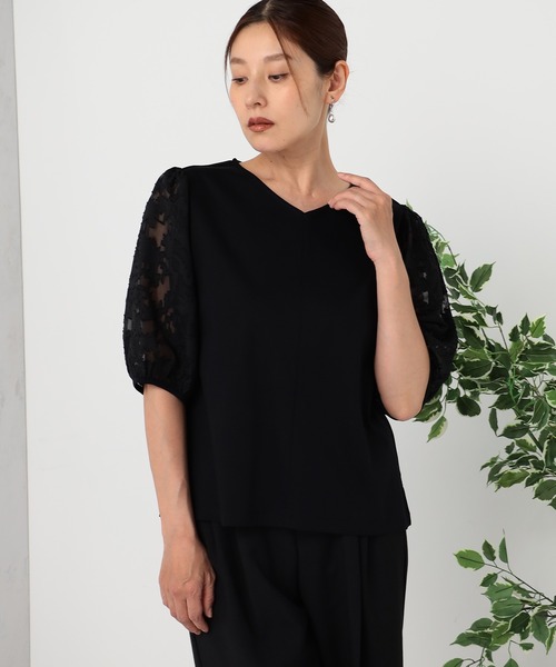 GALLORIA(ギャローリア)の「【キレメクシリーズ】接触冷感 綿100% 袖オパールプルオーバー(Tシャツ/カットソー・レディース・ブラック/ライトグレー/ホワイト・S/M/L/LL)」の2枚目の写真
