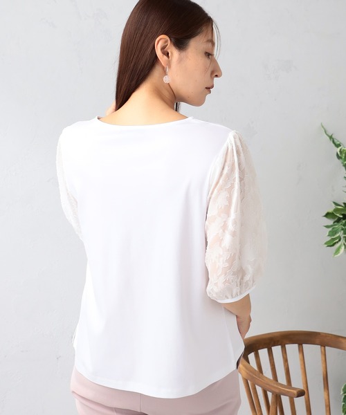 GALLORIA(ギャローリア)の「【キレメクシリーズ】接触冷感 綿100% 袖オパールプルオーバー(Tシャツ/カットソー・レディース・ブラック/ライトグレー/ホワイト・S/M/L/LL)」の6枚目の写真