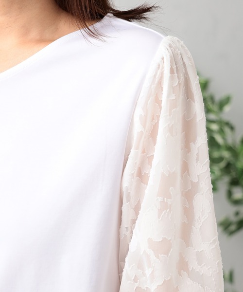 GALLORIA(ギャローリア)の「【キレメクシリーズ】接触冷感 綿100% 袖オパールプルオーバー(Tシャツ/カットソー・レディース・ブラック/ライトグレー/ホワイト・S/M/L/LL)」の7枚目の写真