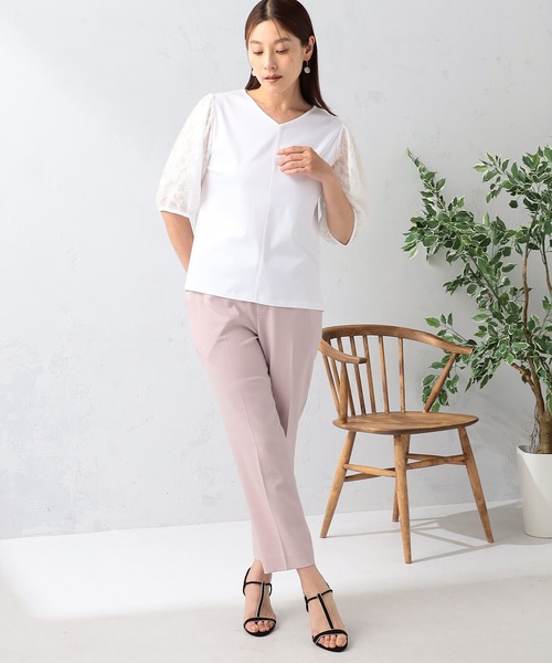 GALLORIA(ギャローリア)の「【キレメクシリーズ】接触冷感 綿100% 袖オパールプルオーバー(Tシャツ/カットソー・レディース・ブラック/ライトグレー/ホワイト・S/M/L/LL)」の4枚目の写真
