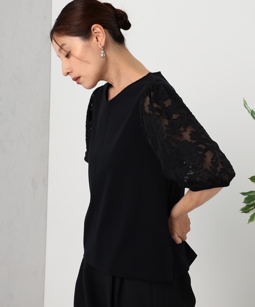 GALLORIA(ギャローリア)の「【キレメクシリーズ】接触冷感 綿100% 袖オパールプルオーバー(Tシャツ/カットソー・レディース・ブラック/ライトグレー/ホワイト・S/M/L/LL)」の8枚目の写真