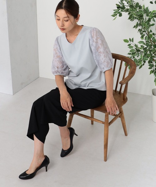 GALLORIA(ギャローリア)の「【キレメクシリーズ】接触冷感 綿100% 袖オパールプルオーバー(Tシャツ/カットソー・レディース・ブラック/ライトグレー/ホワイト・S/M/L/LL)」の15枚目の写真