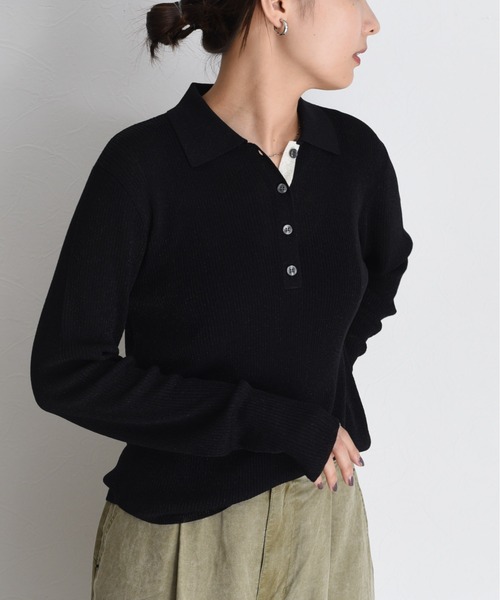 N.Natural Beauty Basic　長袖ポロニット　ラメリブポロニット エヌ ナチュラルビューティーベーシック N. Natural Beauty Basic