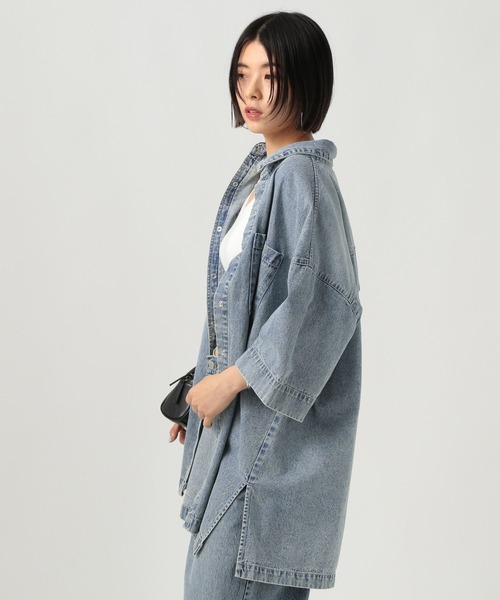 BAYFLOW（ベイフロー）の「デニムチュニックシャツ（シャツ/ブラウス・レディース・インディゴブルー/サックスブルー・FREE）」の13枚目の写真