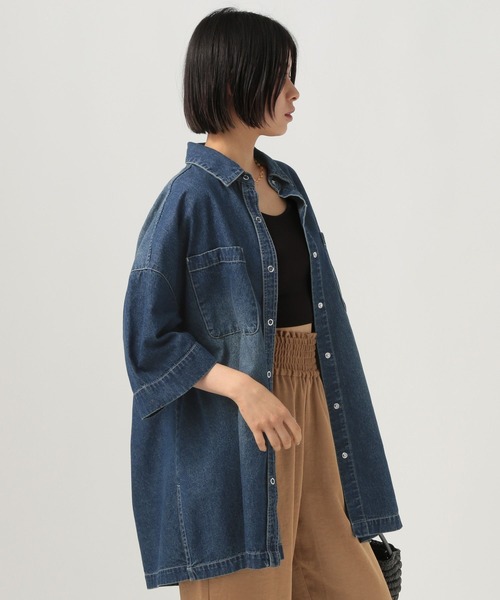 BAYFLOW（ベイフロー）の「デニムチュニックシャツ（シャツ/ブラウス・レディース・インディゴブルー/サックスブルー・FREE）」の20枚目の写真